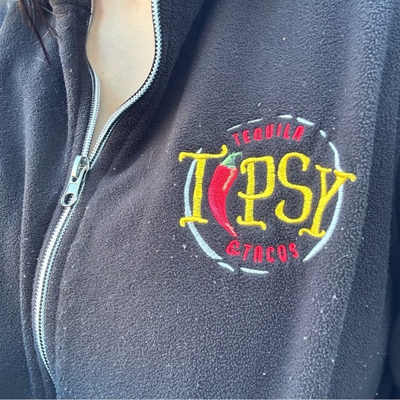 Tequila Tipsy And Tacos Fleece Jacket Size Medium Made In Ghana Pilling - Picture 6 of 9